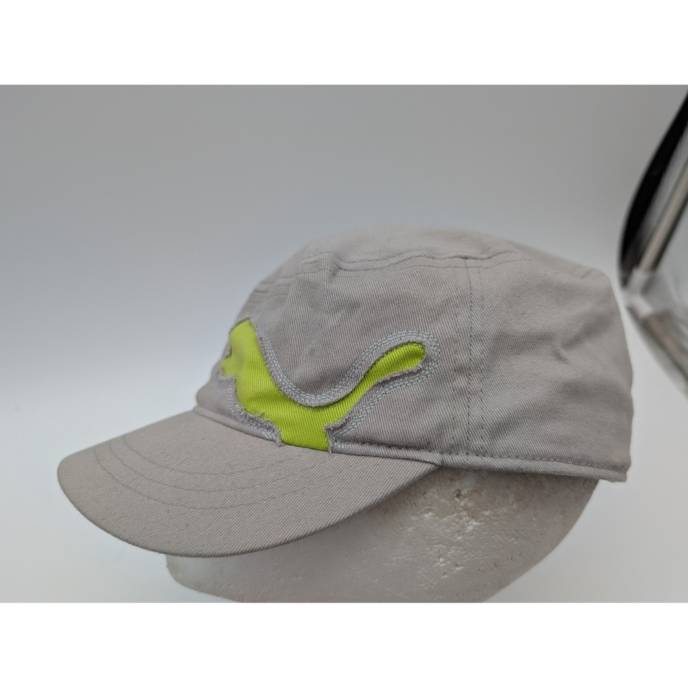 Puma Grey Cadet Hat Military Style Cap Lime Green Logo Adjustable Strap Mens